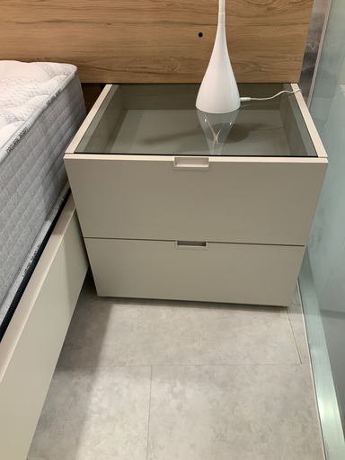 [AMP574] MESITA 2 CAJONES C/ TAPA CRISTAL