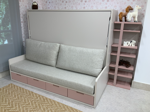 CAMA ABATIBLE HORIZONTAL 135X190 CM+ESTANTERIA